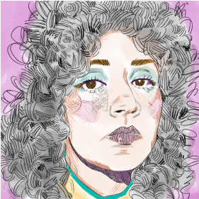 Colorful Digital portrait of Jenell del Cid Drawn in ProCreate