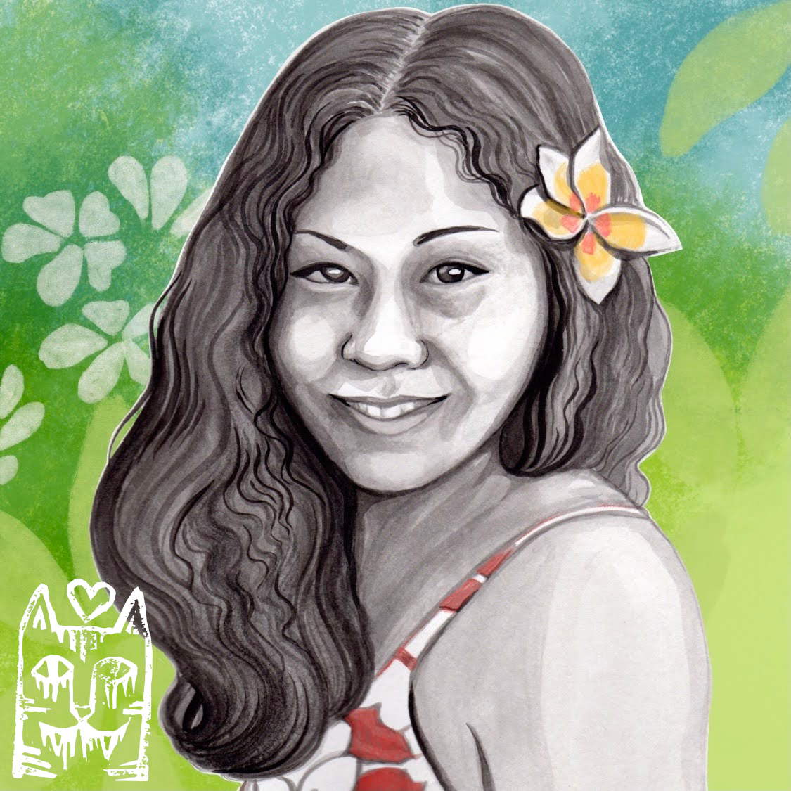 Multi-media Portrait Of My Beautiful Mom | Ink Wash & Digital Colorization
