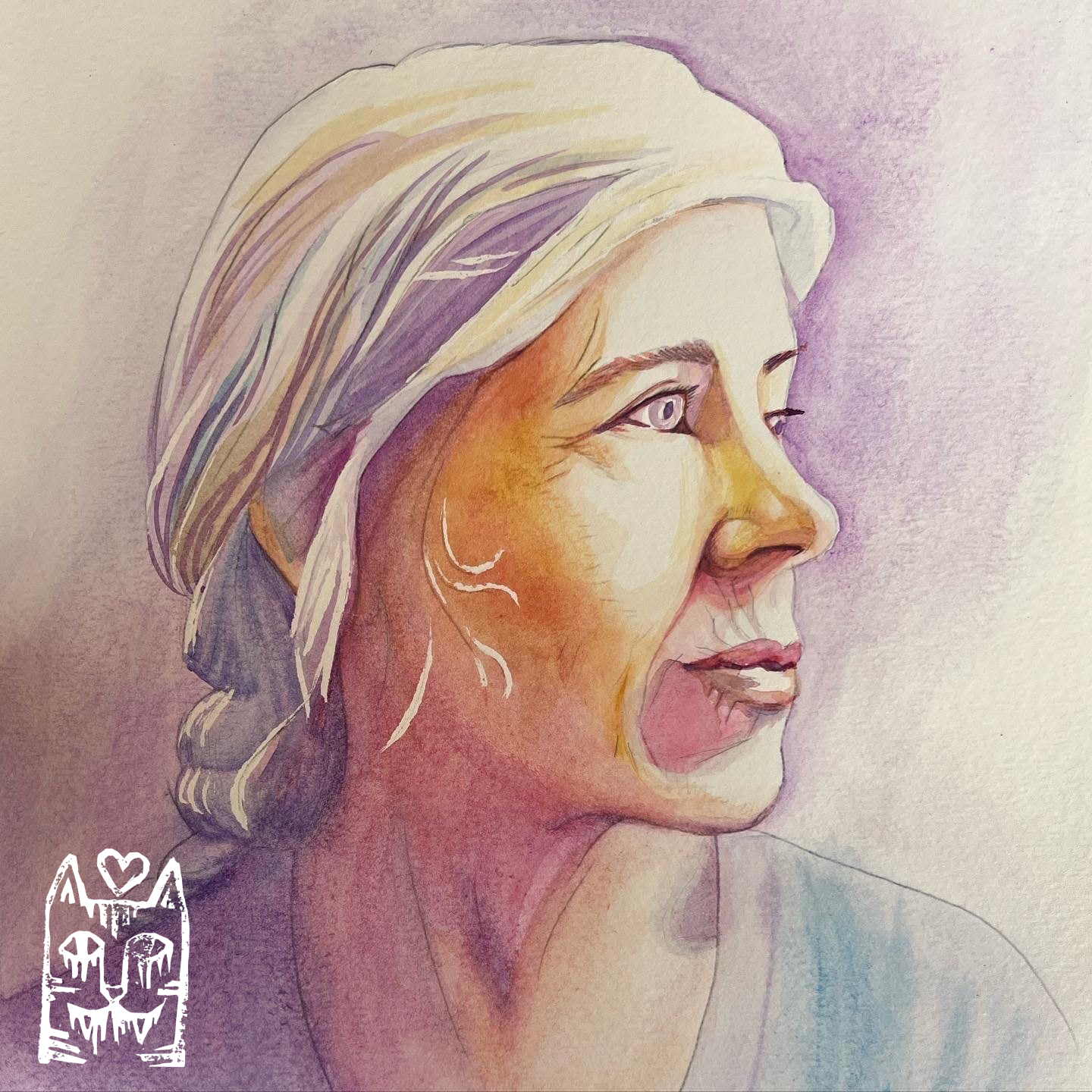 Watercolor Portrait of Sktchy Reference | Soft Tones & Bright light